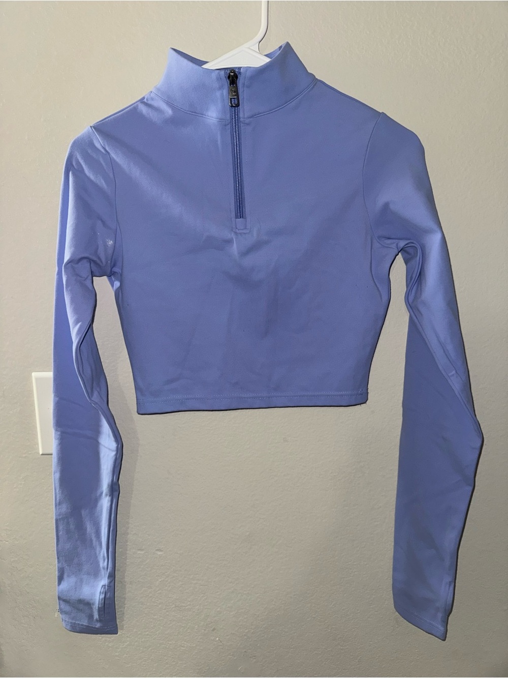 Balance Athletica Cropped Quarter-Zip Top in Light Periwinkle